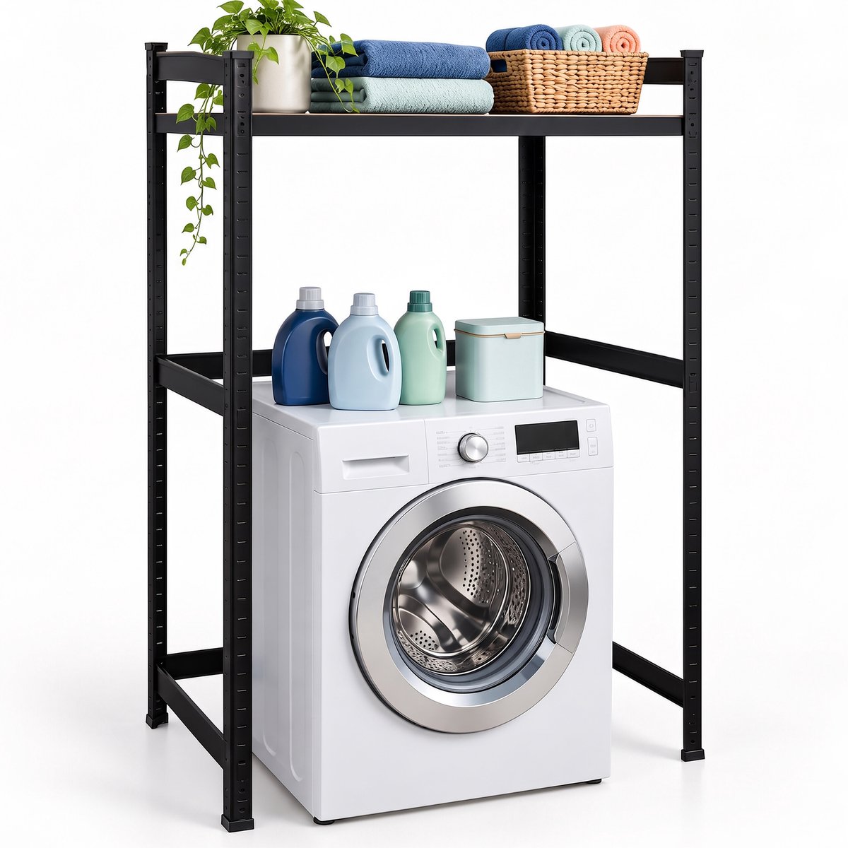 Wasmachine rek - 120 x 90 x 60 cm - tot 200 kg - zwart