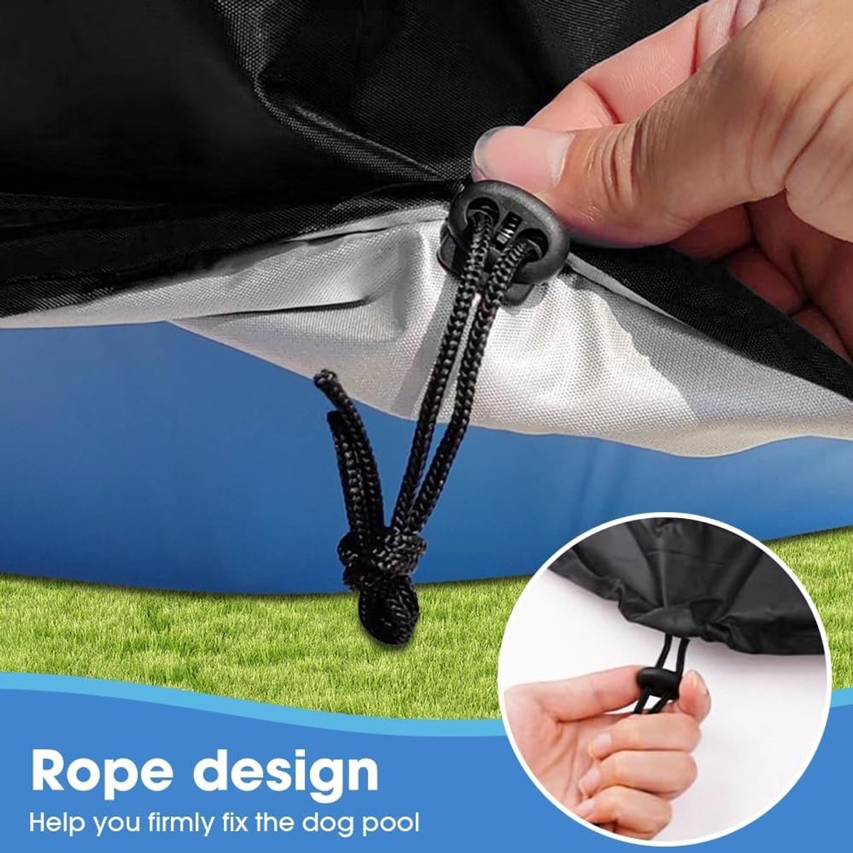 Ronde Waterdichte Poolcover voor Honden en Kinderen, 48 x 30 cm, Opvouwbaar met Trekkoord, UV- en Regenbescherming