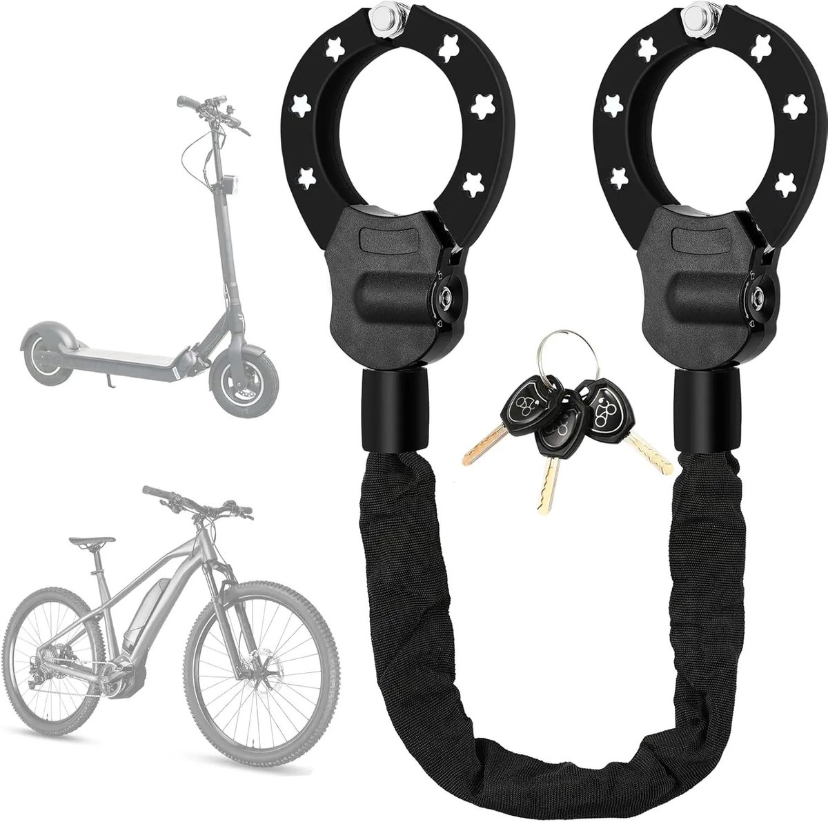Novari - Fietsslot - Slot - Sloten - Fiets - Kettingslot - Kettingslot fiets - Robuuste ketting van 8mm dik - Lengte 93cm - Staal