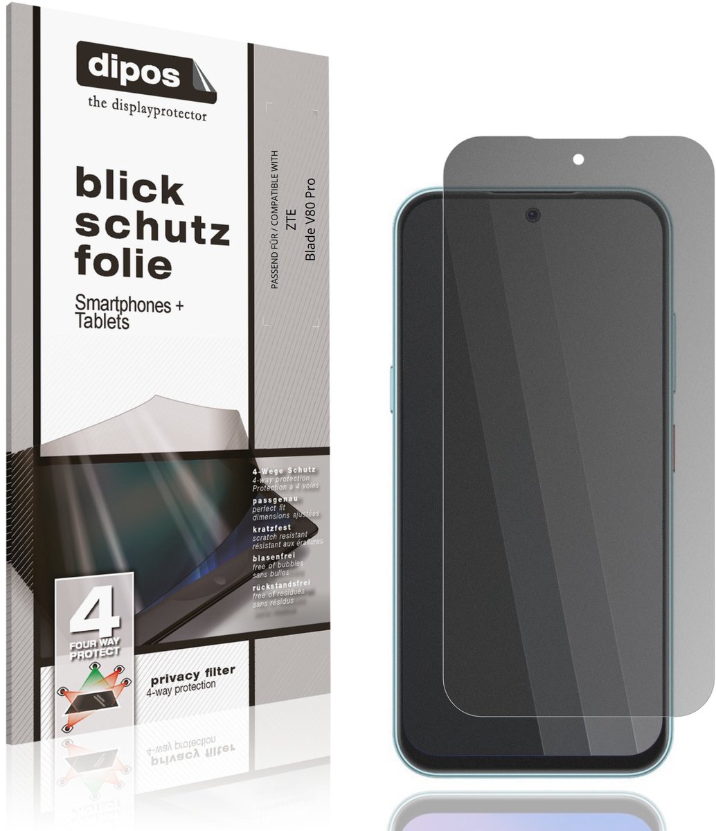 dipos – Matte Privacy Screenprotector geschikt voor ZTE Blade V80 Pro | Anti-Spy Beschermfolie