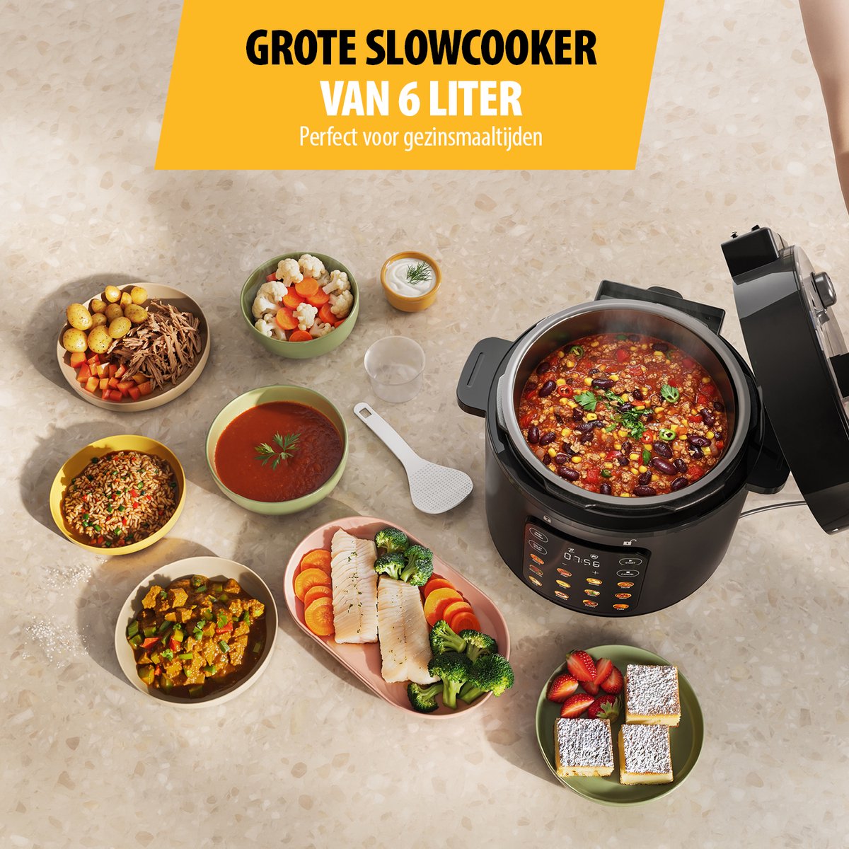 Tristar RK-6160 - Rijstkoker met stomer - Multicooker - Slowcooker - Snelkookpan - 6L - 1000W - Zwart – foto 2
