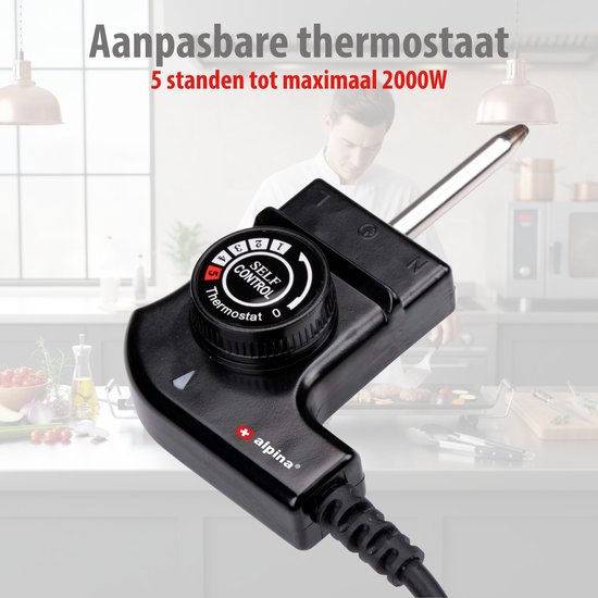 alpina Teppanyaki Bakplaat 1800W - Gourmet Grillplaat XL - Tafelgrill met Instelbare Thermostaat - Grill Plaat 87 x 23 cm - voor 8 tot 10 Personen - Anti-Aanbaklaag - RVS — afbeelding 4