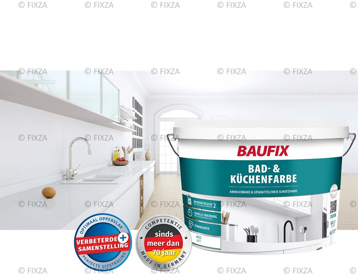 BAUFIX – Schimmelwerende Verf – Afwasbaar – Mat – Voor Vochtige Ruimtes