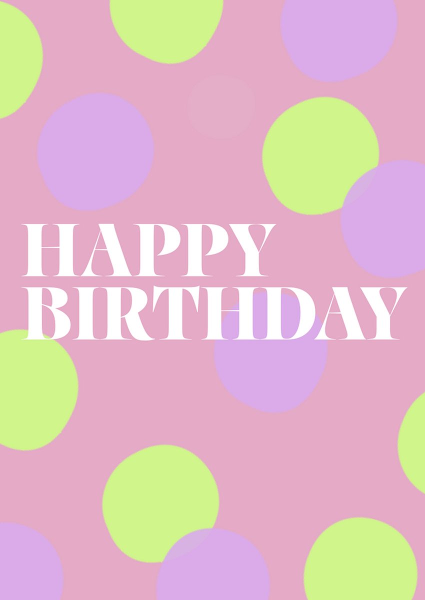 Happy Birthday verjaardagskaart met stippen – Moderne A6 wenskaart