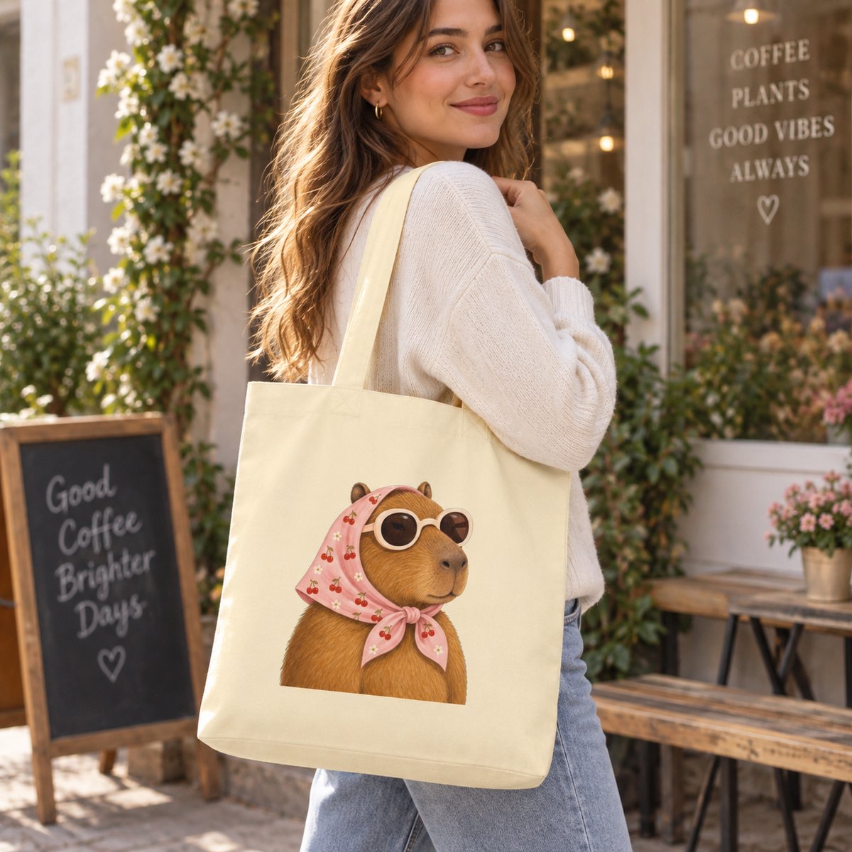 Capybara Tote Bag - Schoudertas - Tas Capibara - Cadeau Dierenliefhebber