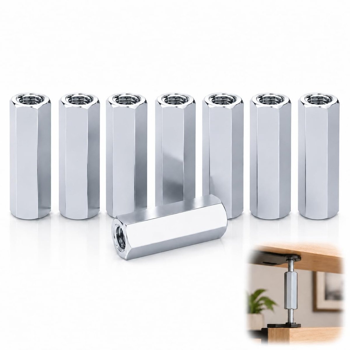 Elzusha - M6 schroefdraadhuls lange moer - 8 stuks voor metaalbouw