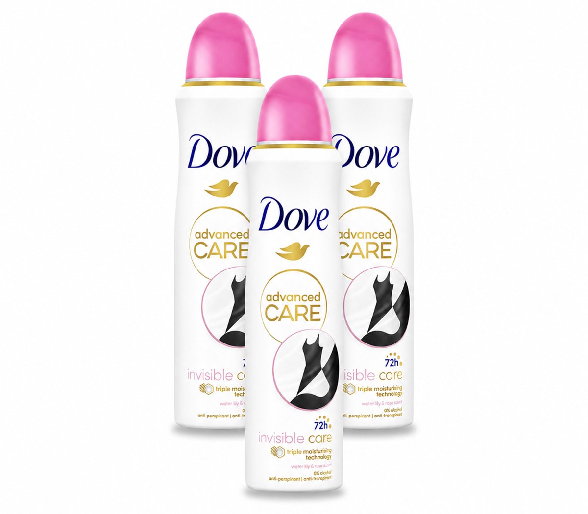 3 x Dove – Deodorant Spray – Invisible Care – 150 ml - Bulkverpakking - 3 stuks