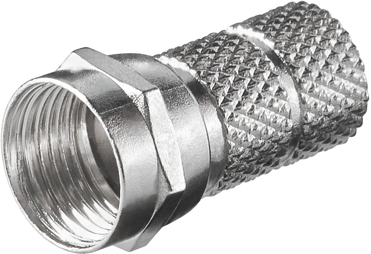 Goobay F-connector met schroefbevestiging 6,5 mm, adapter van zink met schroefdraad en nikkelcontacten
