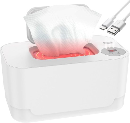 Babydoekjesverwarmer met LED-lampje - Wipes warmer - Snelle en Eerlijke Verwarming - Doekjes Warmer Dispenser - Comfortabel Luiers - Baby Verzorging - Babyverzorging - wit — afbeelding 2
