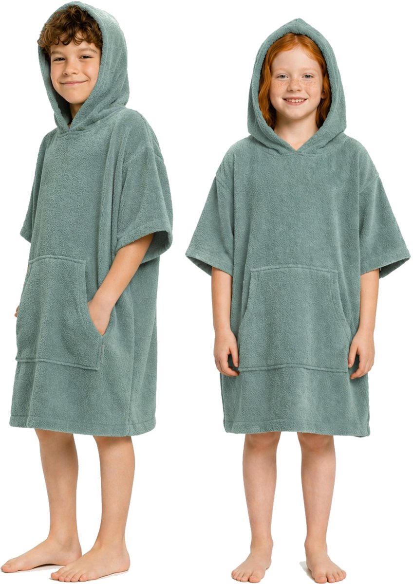 Elzusha - Katoenen Bad Poncho voor Kinderen met Kap, Ideaal voor het Strand