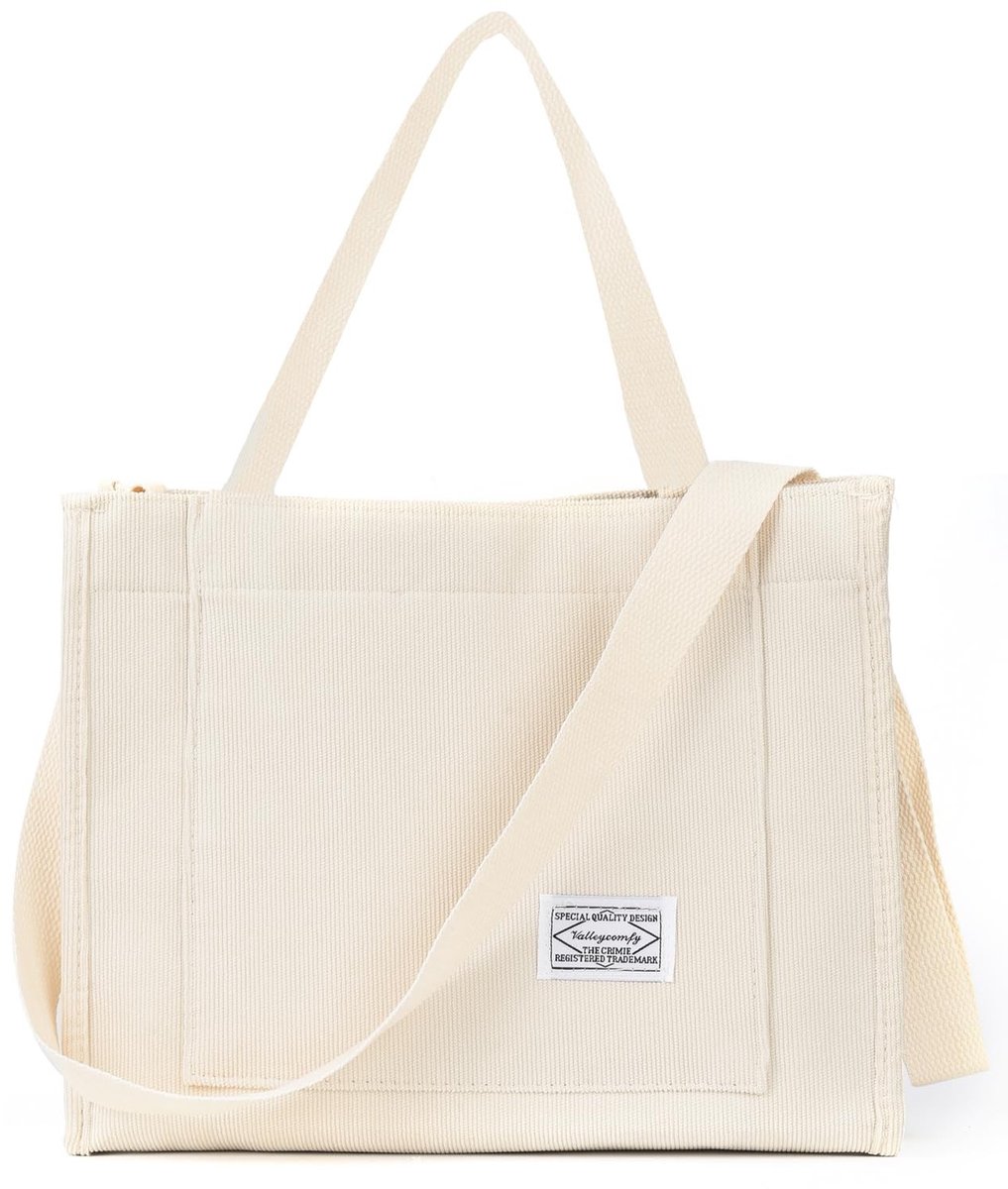 Elzusha - Corduroy Tote Bag - Casual Hobo - Beige