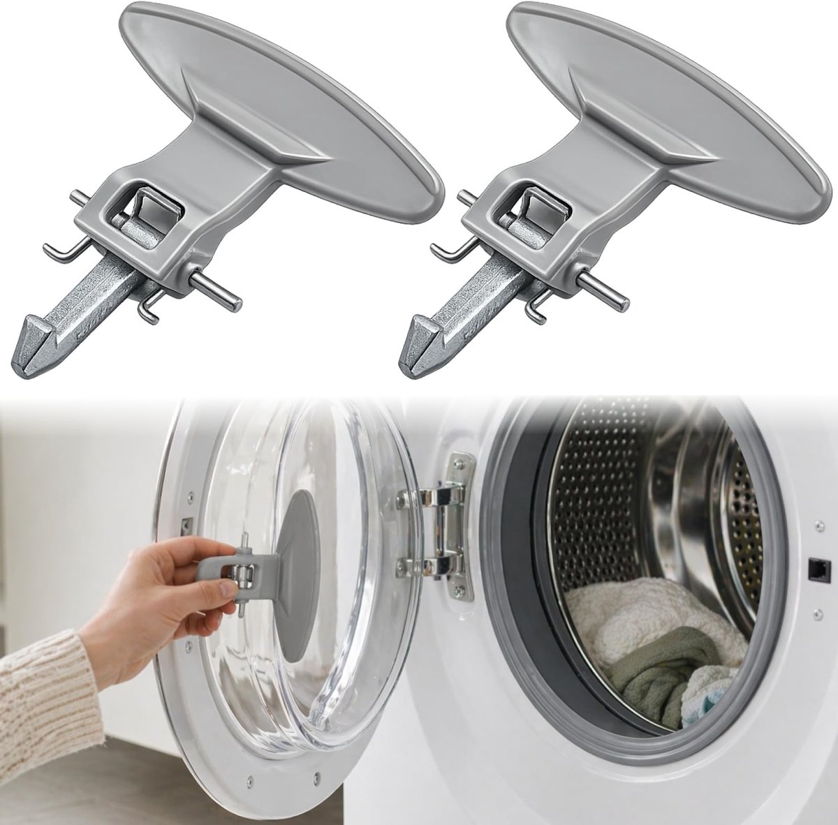 Elzusha - Deurgrepen voor wasmachine - Set van 2 - Grijs
