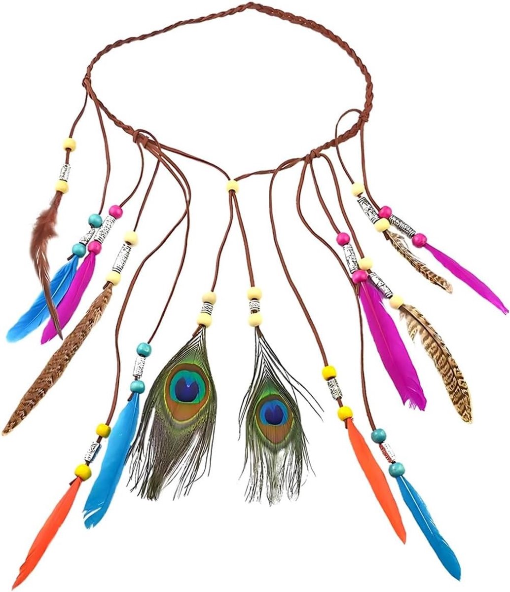 Indiase Kostuums voor Vrouwen met Prachtige Veren Haarbanden en Boho Haaraccessoires voor Feestjes