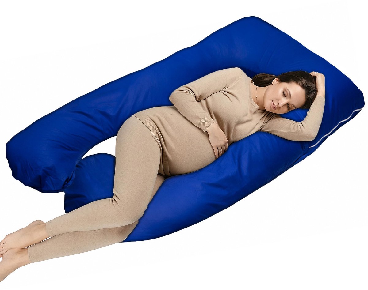 Zwangerschapskussen - Drukverlagend Ergonomisch Stillkussen - Zijslaperkussen Ganzlichaamskussen voor comfortabele slaap - Micropluche XXL Blauw