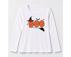 Starry Indigo - Halloween Kostuum - Dames T-shirt - "Boo" Wit
