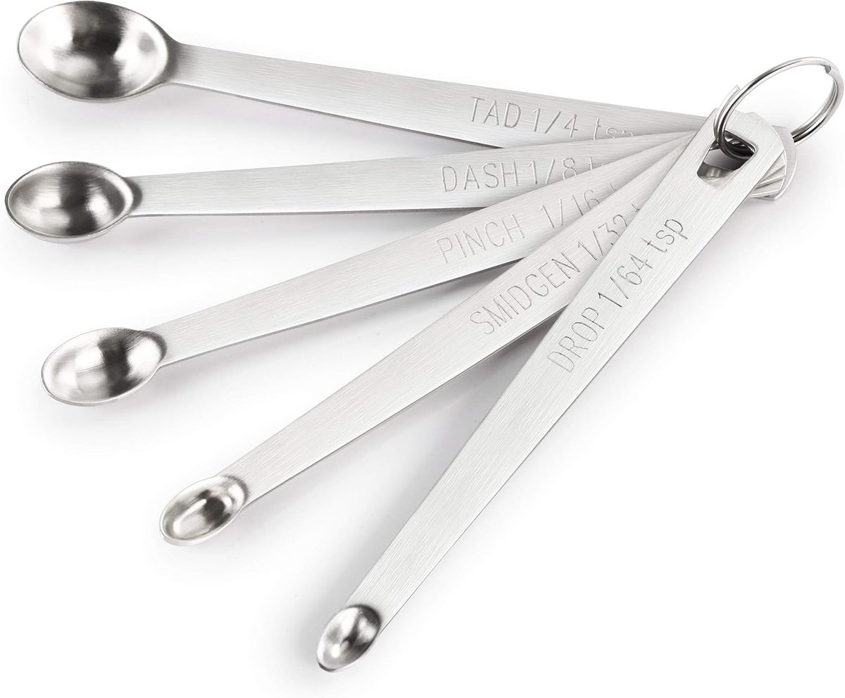 Maatlepels - Maatschepjes - maatlepel set - maatlepel thee - maatschepjes set - maatschepje thee - bak meter - met schaal - poeder lepel - Poederlepel - Keukengerei - 5-Delige - Zilver