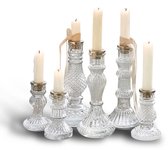 LOBERON Kandelaar set van 6 Youna helder/zilverkleurig