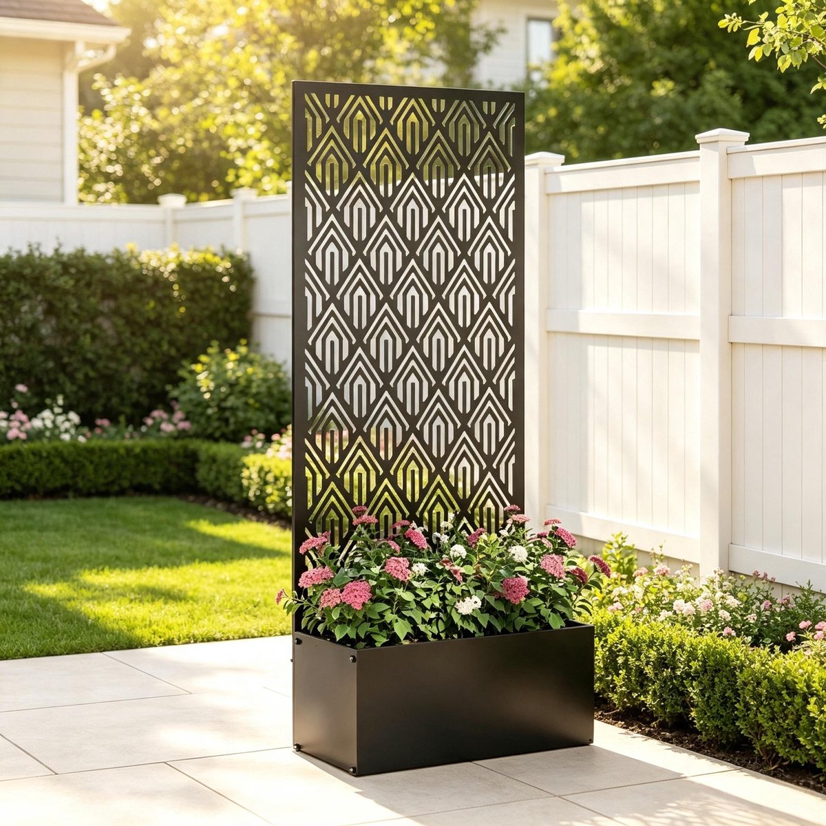 Verhoogde Plantenbak – Met Trellis – 45 x 21,5 x 110 cm – Metaal – Zwart – Voor Verticale Teelt