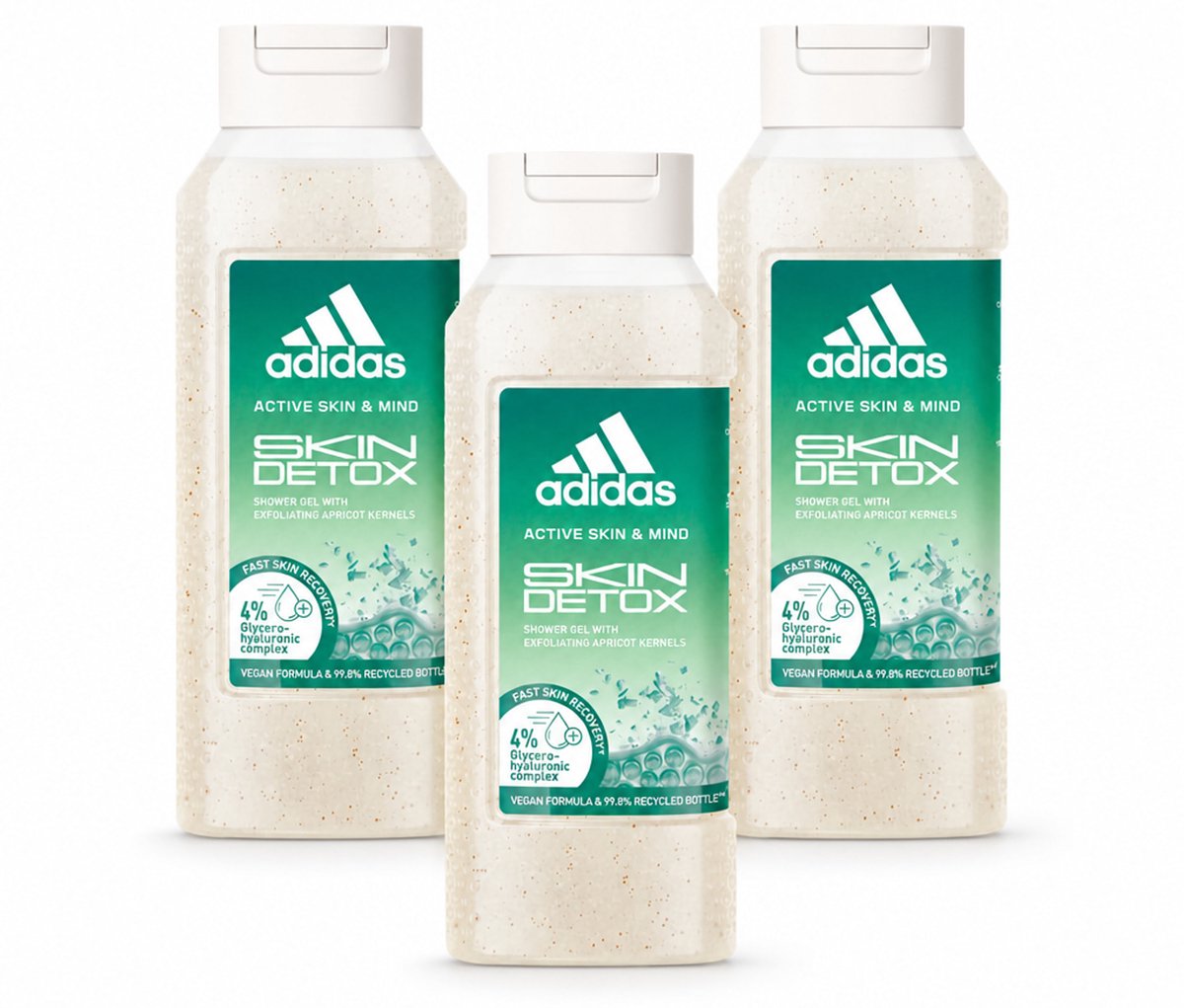 3 x Adidas – Douchegel – Active Skin & Mind Skin Detox – 250 ml - Voordeelverpakking - 3 stuks