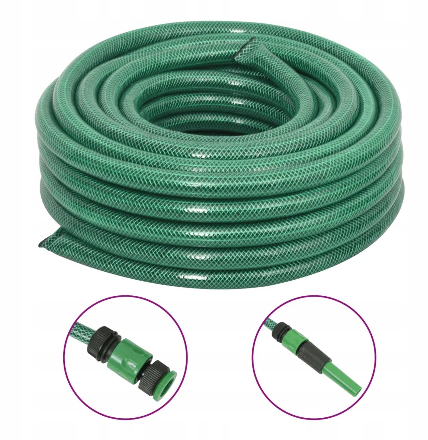 PVC Tuinslang 50m met Complete Koppelingen Set - Groen