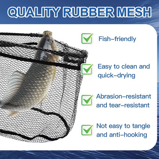 Schepnet voor vissen, opvouwbaar, rubber, telescopisch schepnet 90 cm, visschepnet, visschepnet, waterschepnet voor - ShopVlot — afbeelding 2