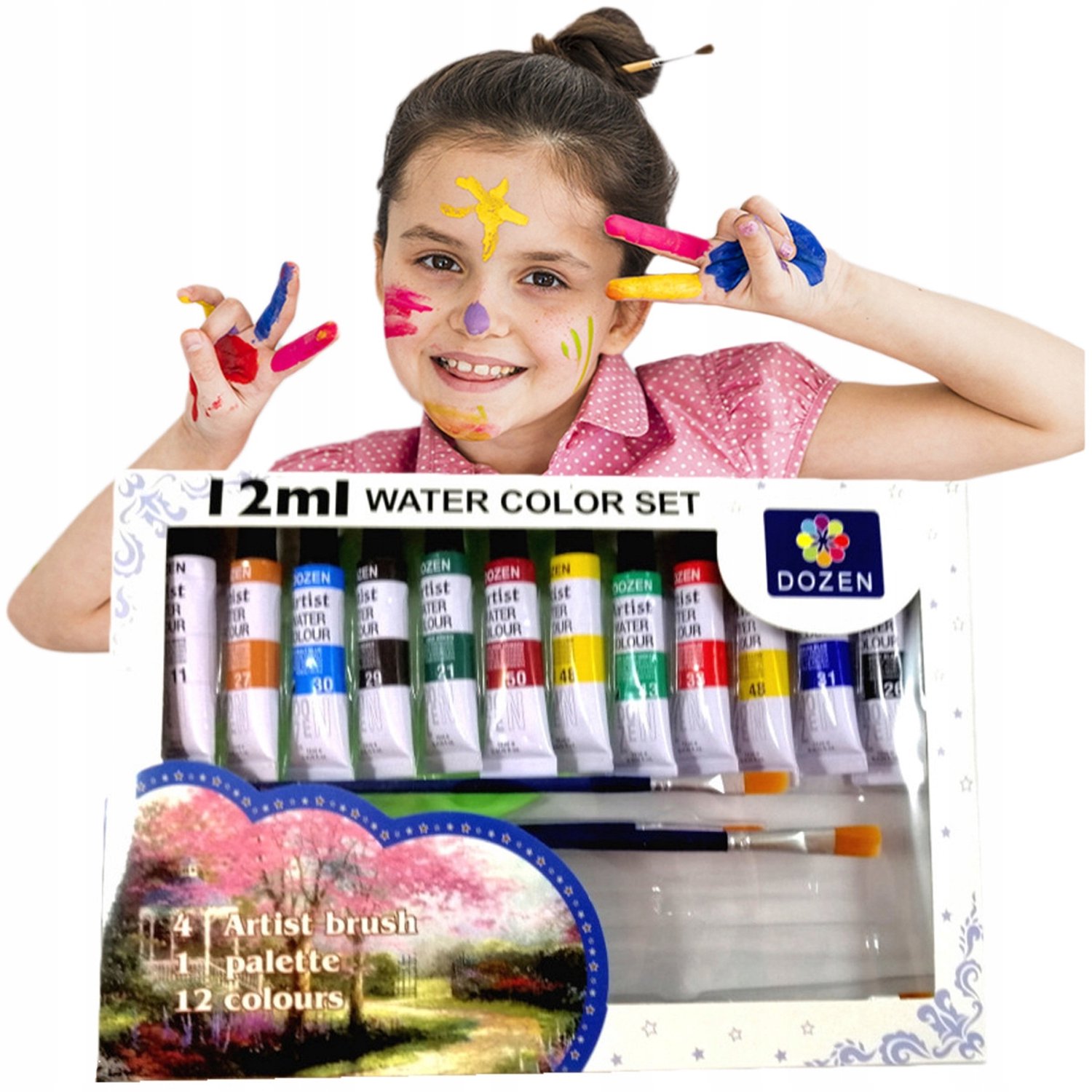 Acrylverf Set 12 Kleuren met Penselen en Palet