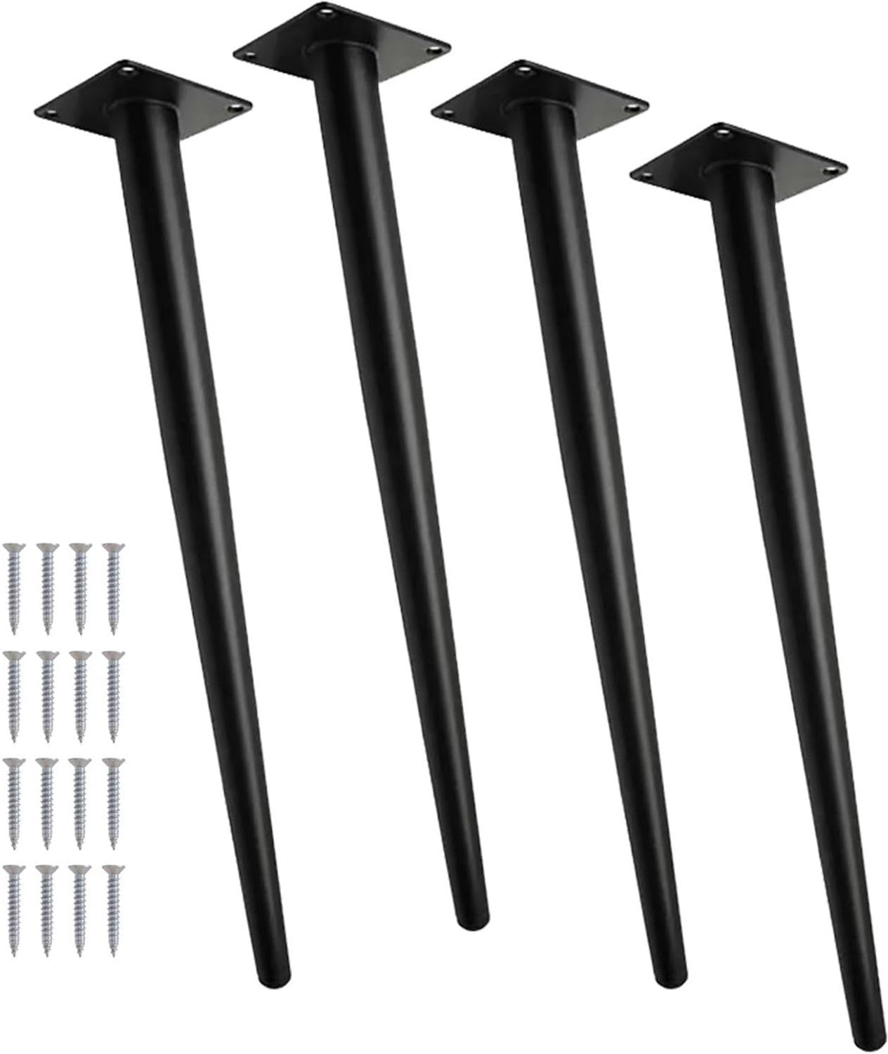 4 Pcs Angled Conical Table Legs, 72cm, Metal Table Legs, Black, Angled Conical Furniture Legs, No-Slip Silent Base - ShopVlot