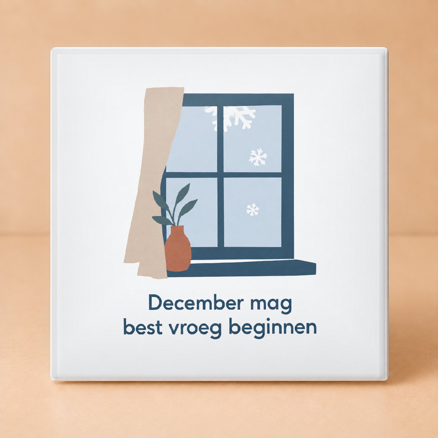 Bedruk King Speelse Decembermodus Tegel – Originele Papieren Knipvormen Matisse Stijl voor Winterliefhebbers - 15 x 15 cm Wit
