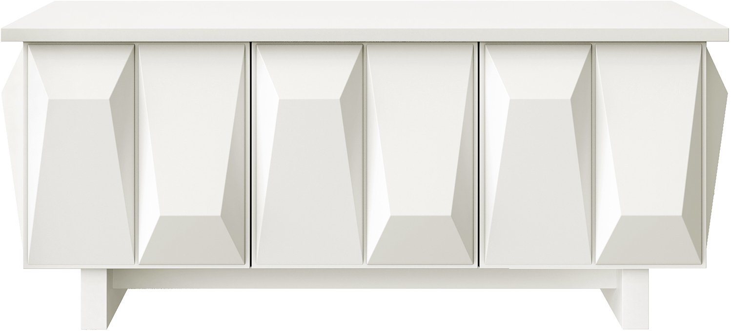 SONNENH Salontafel met geometrische 3D-fronten en opbergruimte - Wit - 95 x 67 x 39,5 cm
