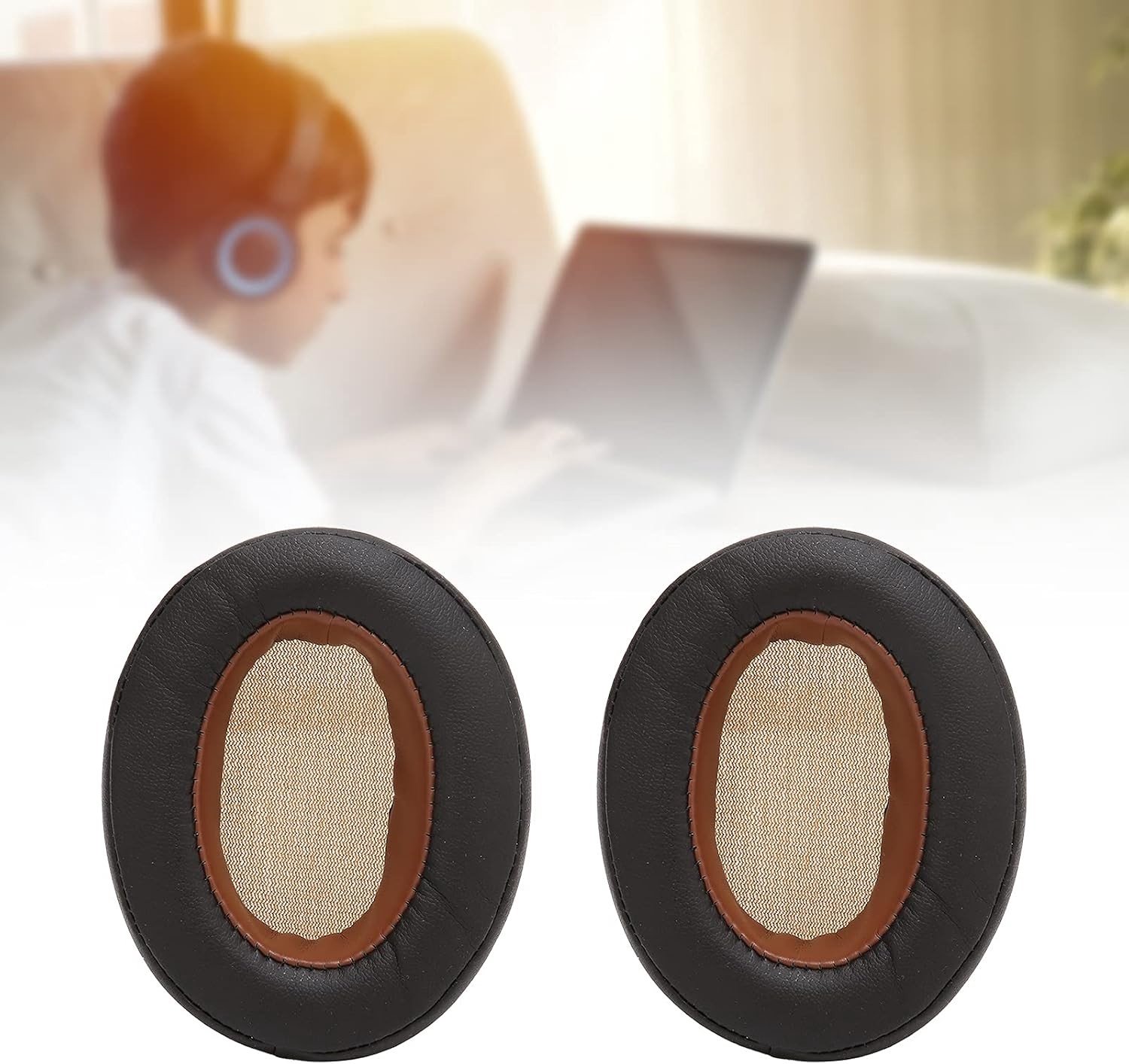 Comfortabele Vervangende Oorkussens voor Sennheiser Momentum 2.0, PU Leer Hoofdtelefoon Kussens, Ideaal voor Muziek en Gaming (Bruin, 1 Paar)