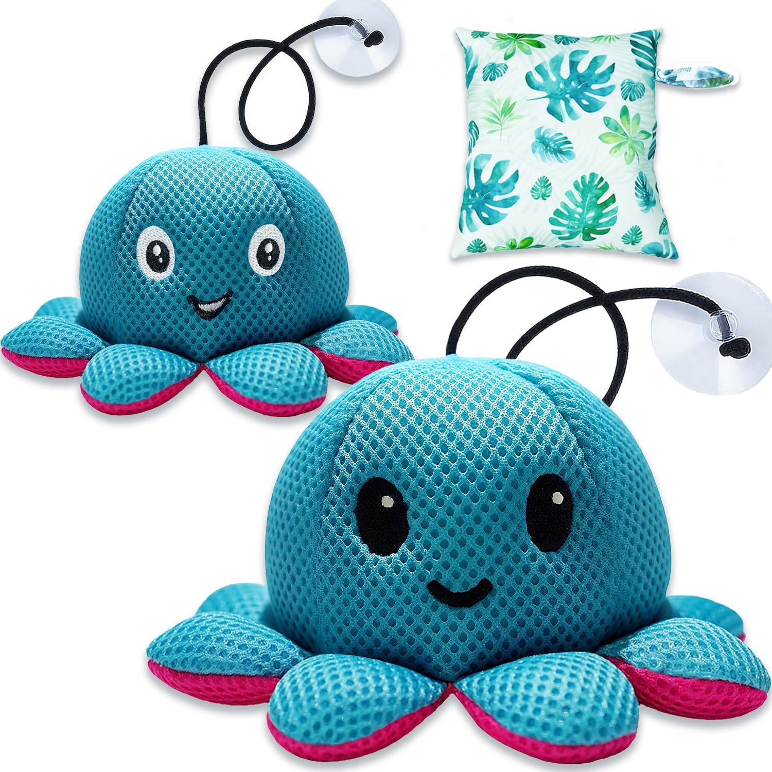 Hot Tub Scum Absorber - 2 Stuks - Herbruikbare Olieabsorberende Spons - 3D Honingraatstructuur - Wasbaar - Met Opbergtas - Voor Hot Tub, Jacuzzi, Spa & Zwembad - Octopus Design