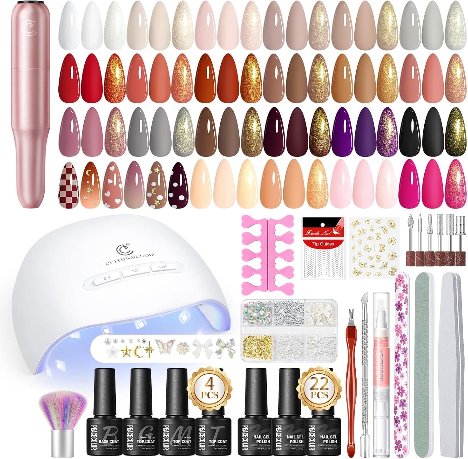 SnelShoppen - UV Nagellak Set met UV Lamp, 22 Kleuren Gel Nagellak, Elektrische Nageltrimmer, Basis- en Topcoat, Matte Glitter, Manicure Starterset