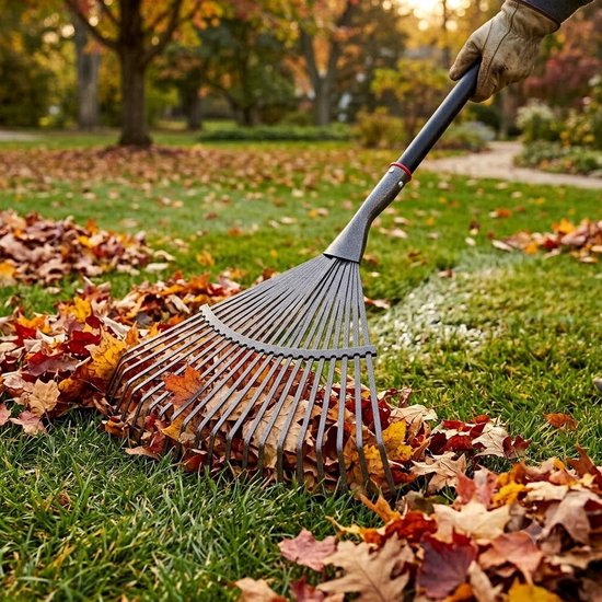 Merkloze Metalen Bladhark 151cm - Efficiënt Bladeren en Gras Harken — afbeelding 2