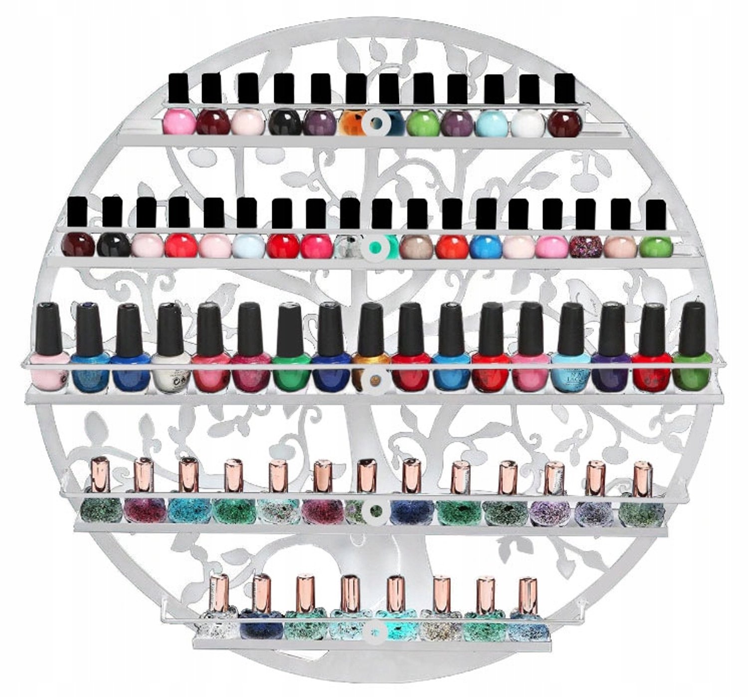 Wandrek voor nagellak - Boom design, wit, 70 lakjes