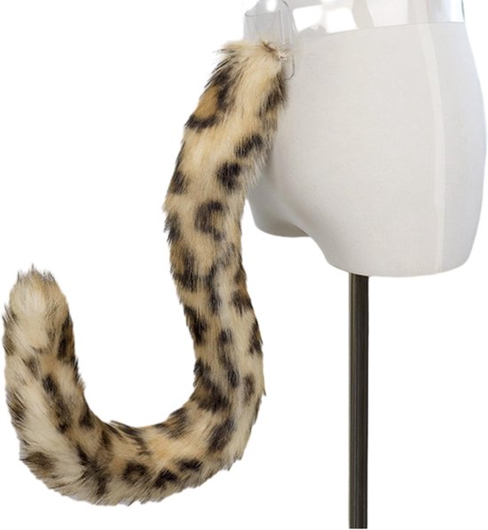 LUOFENG Faux Fur Cat Costume with Leopard Tail for Halloween Christmas Adjustable Fox Tail - ShopVlot — afbeelding 2