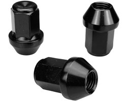 HASKYY 20 Wheel nuts black M12x1.5. Shaft length: 34 mm cone, 60 degrees conical, SW19.
