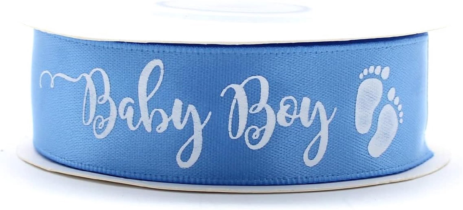 Blue ribbon/pink ribbon in satin for decoration - 19mm width - ideal for birth, baby shower and birthday (Baby Boy) - ShopVlot