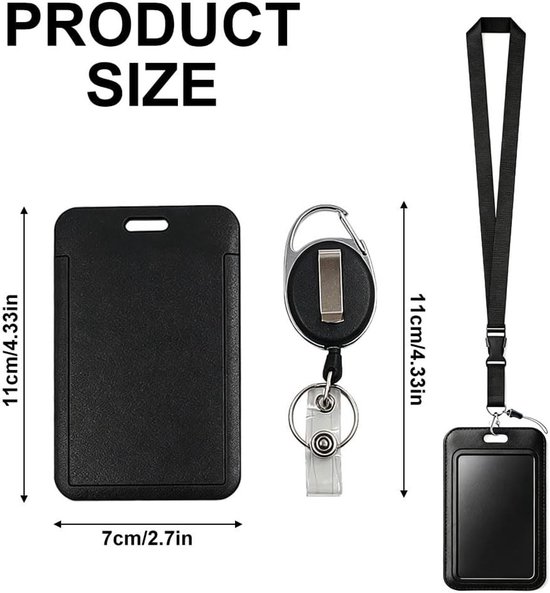 Stijlvolle Badgehouder met Retractable Reel, Zwart Plastic Lanyard voor Kantoor, Onderwijs en Evenementen — afbeelding 5