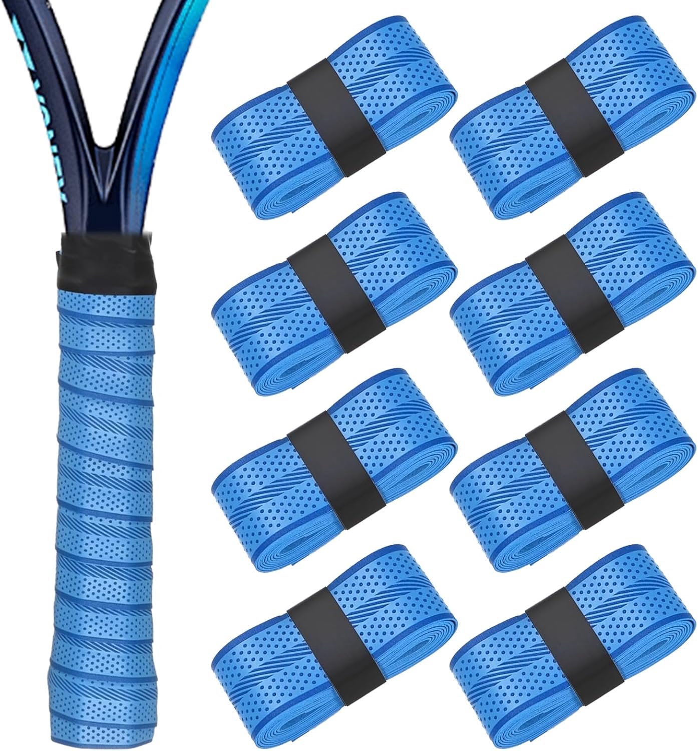 8 stuks grip padelrackets, antislip en ademend, overgrips padelrackets, duurzaam PU-materiaal, voor tennisrackets - ShopVlot