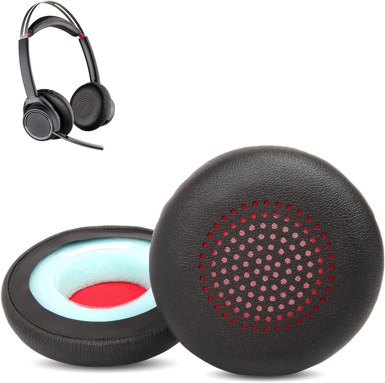 Ear Pads Compatible with Poly Voyager Focus UC/Voyager Focus 2 UC USB-A Headsets Ear Pads Replacement Cushion (Real - ShopVlot