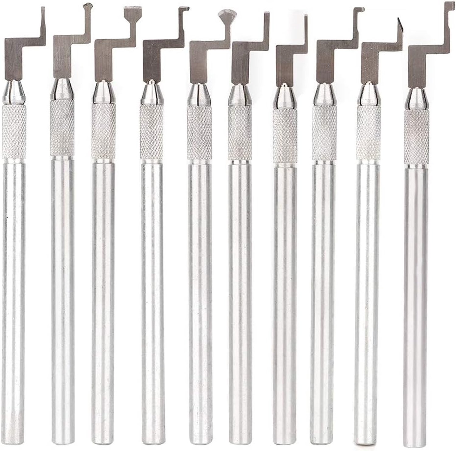 Dailygoods- Graveermes Metaal - Sieradengereedschap - 10 Stuks - Hoogwaardig - Compact Formaat - Handvat 0,8 cm