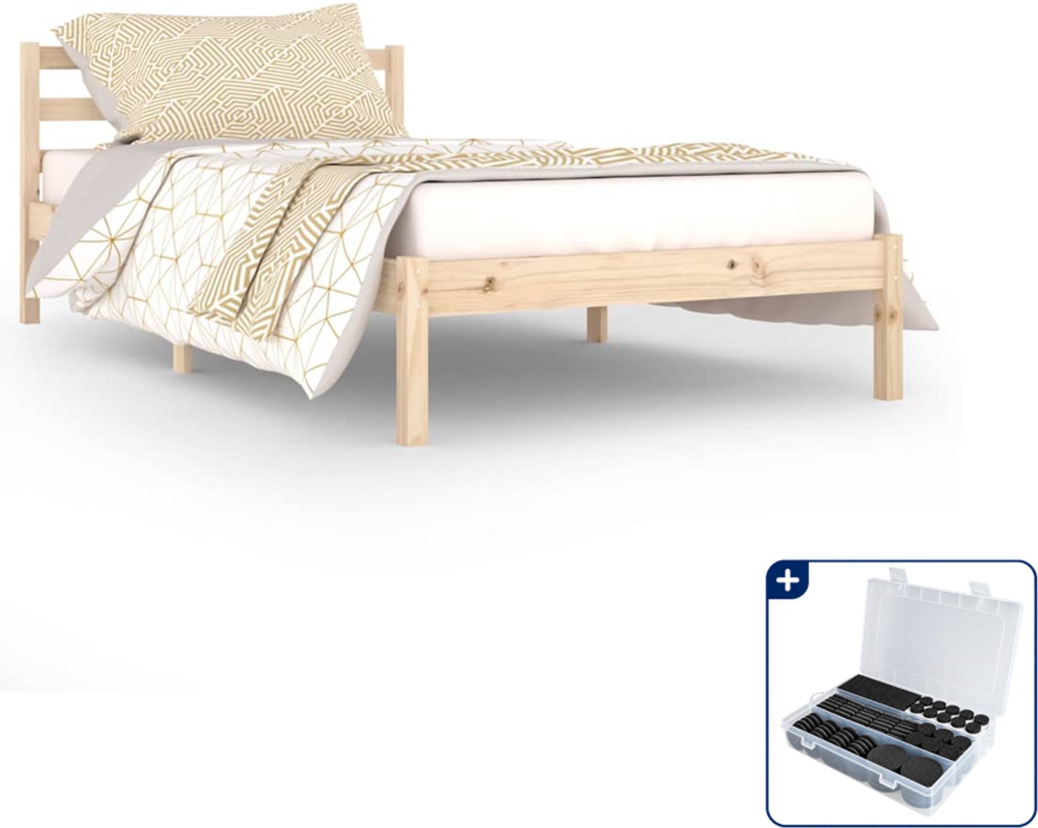 vidaXL bedframe - 100 x 200 cm - massief grenenhout - Inclusief antikrasvilt 177-delig Bruin