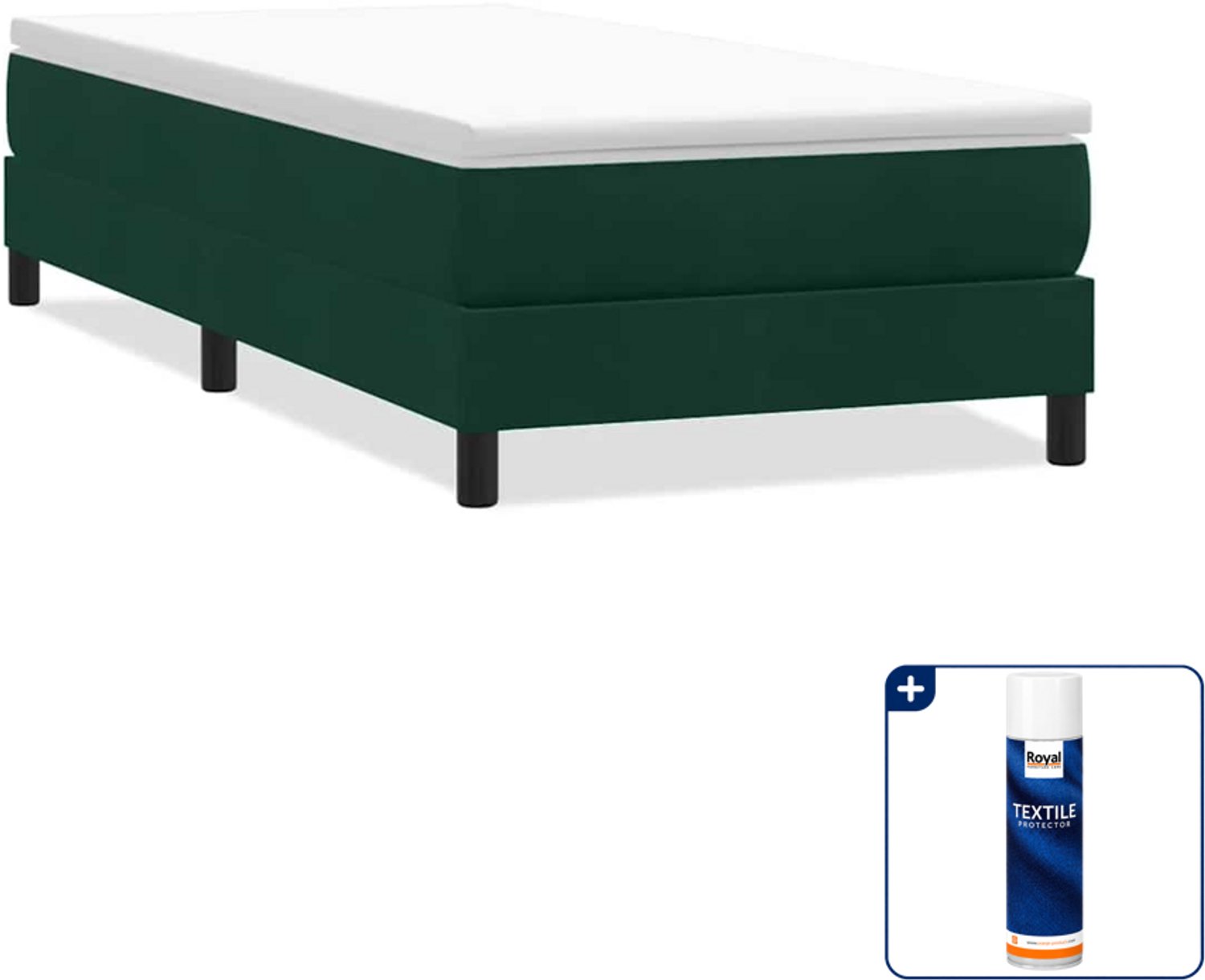 vidaXL boxspring - 80 x 210 cm - fluweel - donkergroen - Inclusief textielbeschermer 500 ml