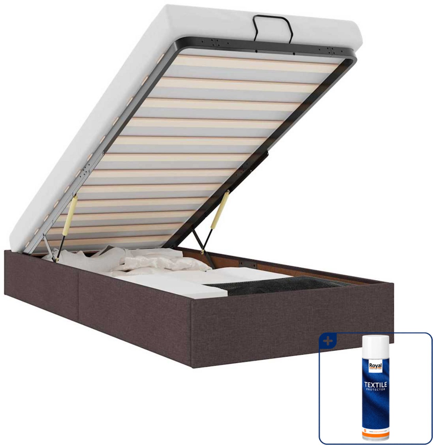 vidaXL bedframe - 90 x 200 cm - stof - donkerbruin - Inclusief textielbeschermer 500 ml