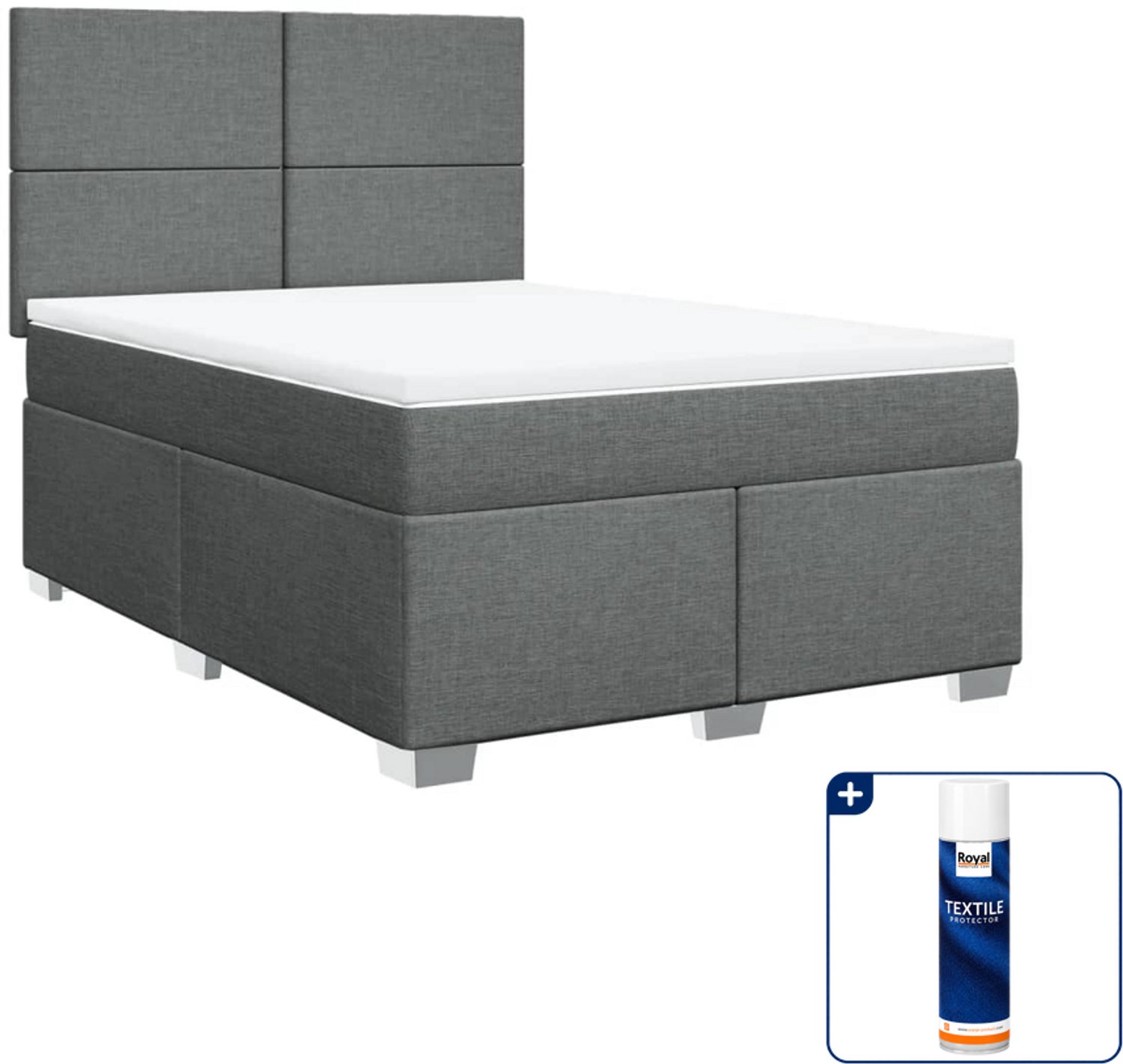vidaXL boxspring Queensize - 160 x 200 cm - donkergrijs - Inclusief textielbeschermer 500 ml