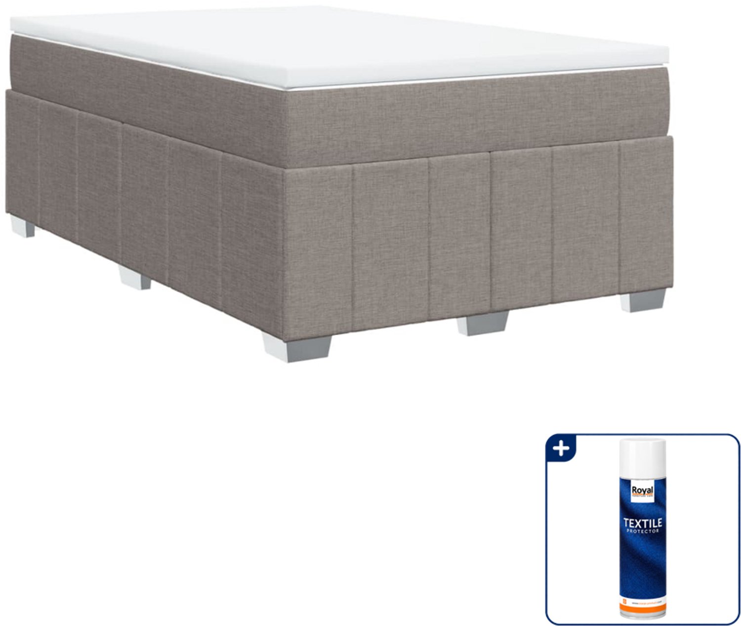 vidaXL boxspring met matras 120 x 190 cm - stof - taupe - Inclusief textielbeschermer 500 ml