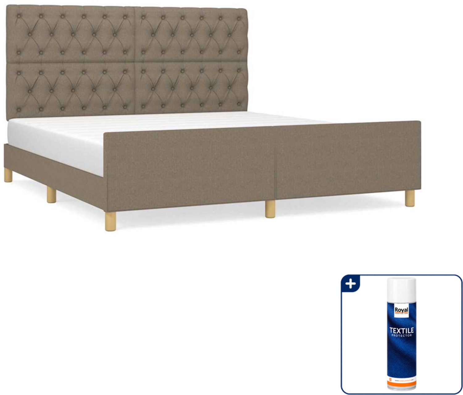 vidaXL bedframe - Queensize - 160 x 200 cm - taupe - Inclusief textielbeschermer 500 ml