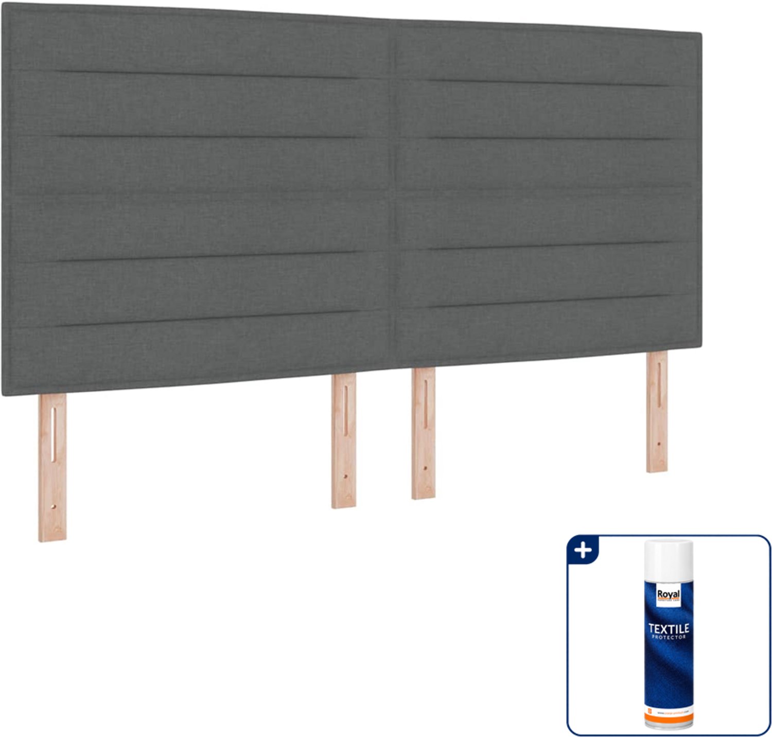 vidaXL Kingsize boxspring met matras en led - 180 x 200 cm - grijs - Inclusief textielbeschermer 500 ml