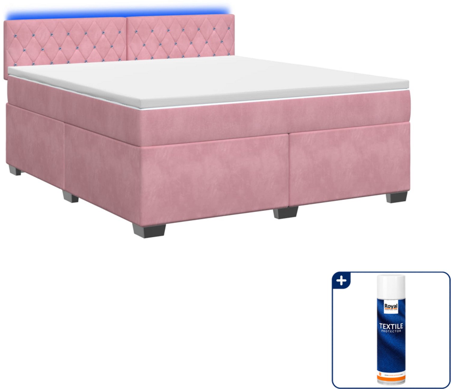 vidaXL boxspring Queensize - 160 x 200 cm - roze - Inclusief textielbeschermer 500 ml