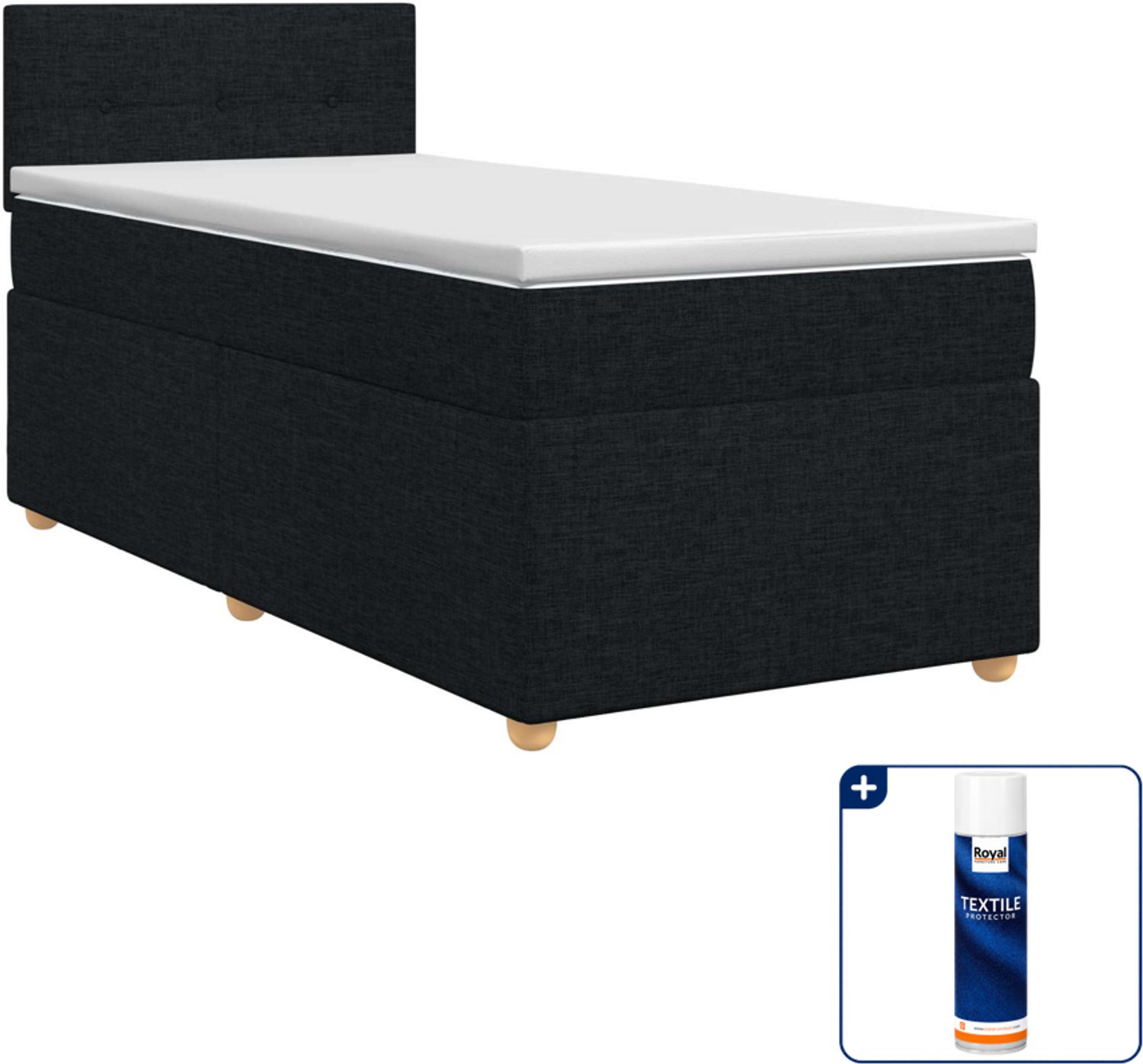 vidaXL boxspringbed - 80 x 200 cm - zwart - Inclusief textielbeschermer 500 ml